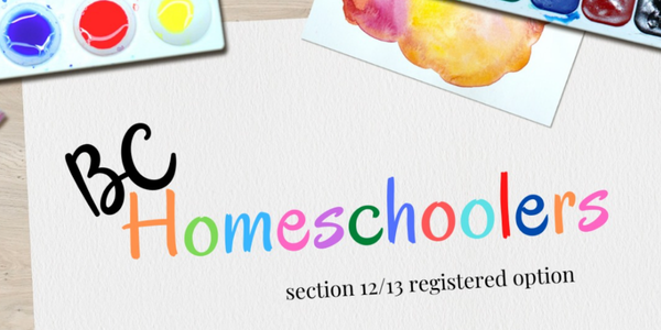 BC Homeschoolers facebook banner with art supplies as background