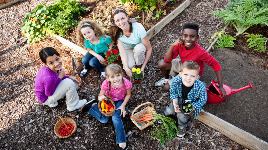 children gardening